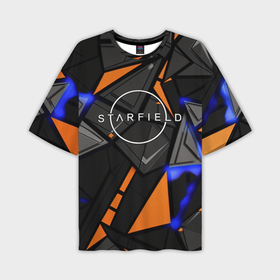 Мужская футболка oversize 3D с принтом Starfield logo abstract в Петрозаводске,  |  | 