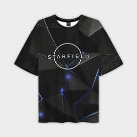 Мужская футболка oversize 3D с принтом Starfield black stars в Петрозаводске,  |  | 