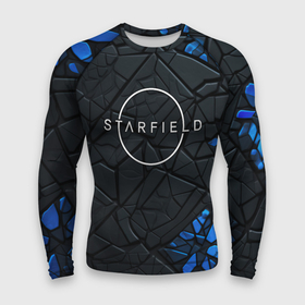 Мужской рашгард 3D с принтом Starfield logo black blue style в Курске,  |  | 
