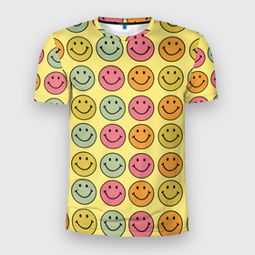 Мужская футболка 3D Slim с принтом Smiley в Кировске, 100% полиэстер с улучшенными характеристиками | приталенный силуэт, круглая горловина, широкие плечи, сужается к линии бедра | 