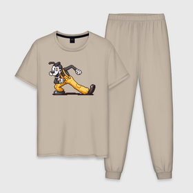 Мужская пижама хлопок с принтом Пиксельный Борис в Курске, 100% хлопок | брюки и футболка прямого кроя, без карманов, на брюках мягкая резинка на поясе и по низу штанин
 | 