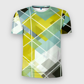 Мужская футболка 3D Slim с принтом Твой стиль геометрия в Петрозаводске, 100% полиэстер с улучшенными характеристиками | приталенный силуэт, круглая горловина, широкие плечи, сужается к линии бедра | 