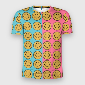 Мужская футболка 3D Slim с принтом Smiley в Кировске, 100% полиэстер с улучшенными характеристиками | приталенный силуэт, круглая горловина, широкие плечи, сужается к линии бедра | 