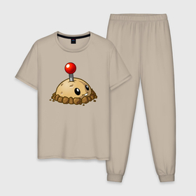 Мужская пижама хлопок с принтом Картофельная мина в Тюмени, 100% хлопок | брюки и футболка прямого кроя, без карманов, на брюках мягкая резинка на поясе и по низу штанин
 | 