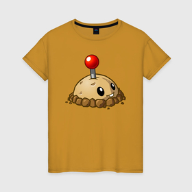 Женская футболка хлопок с принтом Картофельная мина в Кировске, 100% хлопок | прямой крой, круглый вырез горловины, длина до линии бедер, слегка спущенное плечо | 