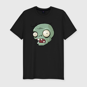 Мужская футболка хлопок Slim с принтом PvZ Голова зомби в Ухте, 92% хлопок, 8% лайкра | приталенный силуэт, круглый вырез ворота, длина до линии бедра, короткий рукав | Тематика изображения на принте: 