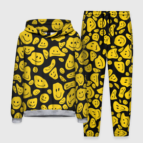 Мужской костюм с толстовкой 3D с принтом Расплывающиеся смайлы на черном в Ухте,  |  | 