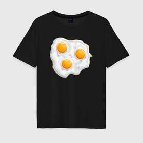 Мужская футболка хлопок Oversize с принтом Яичница на завтрак в Курске, 100% хлопок | свободный крой, круглый ворот, “спинка” длиннее передней части | Тематика изображения на принте: 