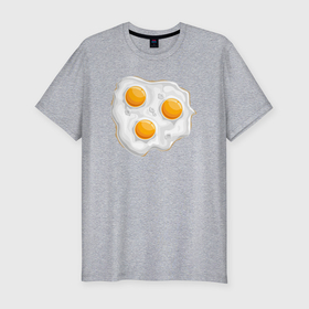 Мужская футболка хлопок Slim с принтом Яичница на завтрак , 92% хлопок, 8% лайкра | приталенный силуэт, круглый вырез ворота, длина до линии бедра, короткий рукав | 