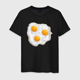 Мужская футболка хлопок с принтом Яичница на завтрак в Курске, 100% хлопок | прямой крой, круглый вырез горловины, длина до линии бедер, слегка спущенное плечо. | 