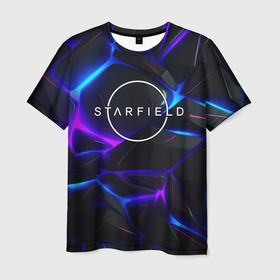 Мужская футболка 3D с принтом Starfield game logo в Санкт-Петербурге, 100% полиэфир | прямой крой, круглый вырез горловины, длина до линии бедер | Тематика изображения на принте: 