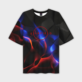 Мужская футболка oversize 3D с принтом Starfield red logo в Петрозаводске,  |  | 