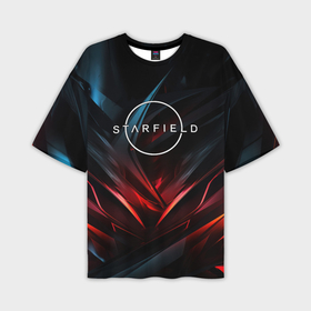Мужская футболка oversize 3D с принтом Starfield  abstract logo в Петрозаводске,  |  | 