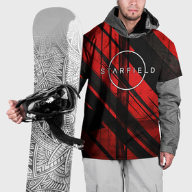 Накидка на куртку 3D с принтом Starfield  logo red black background в Санкт-Петербурге, 100% полиэстер |  | 