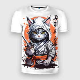 Мужская футболка 3D Slim с принтом Ninja cat shindo в Тюмени, 100% полиэстер с улучшенными характеристиками | приталенный силуэт, круглая горловина, широкие плечи, сужается к линии бедра | Тематика изображения на принте: 