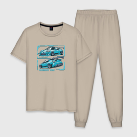 Мужская пижама хлопок с принтом Toyota GT86 Rocket bunny , 100% хлопок | брюки и футболка прямого кроя, без карманов, на брюках мягкая резинка на поясе и по низу штанин
 | Тематика изображения на принте: 