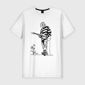 Мужская футболка хлопок Slim с принтом Kurt Cobain   Nirvana в Новосибирске, 92% хлопок, 8% лайкра | приталенный силуэт, круглый вырез ворота, длина до линии бедра, короткий рукав | 