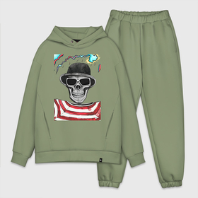 Мужской костюм oversize хлопок с принтом MoMo   Череп в шляпе и очках в Екатеринбурге,  |  | 