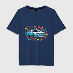 Мужская футболка хлопок Oversize с принтом Nissan Skyline R32 GTR в Тюмени, 100% хлопок | свободный крой, круглый ворот, “спинка” длиннее передней части | 