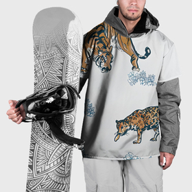Накидка на куртку 3D с принтом Дикие кошки волшебного леса в Екатеринбурге, 100% полиэстер |  | 