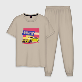 Мужская пижама хлопок с принтом BMW M3 German Legend , 100% хлопок | брюки и футболка прямого кроя, без карманов, на брюках мягкая резинка на поясе и по низу штанин
 | 
