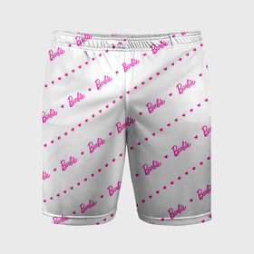 Мужские шорты спортивные с принтом Барби паттерн   логотип и сердечки в Петрозаводске,  |  | Тематика изображения на принте: 