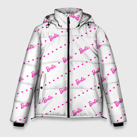Мужская зимняя куртка 3D с принтом Барби паттерн   логотип и сердечки в Екатеринбурге, верх — 100% полиэстер; подкладка — 100% полиэстер; утеплитель — 100% полиэстер | длина ниже бедра, свободный силуэт Оверсайз. Есть воротник-стойка, отстегивающийся капюшон и ветрозащитная планка. 

Боковые карманы с листочкой на кнопках и внутренний карман на молнии. | 