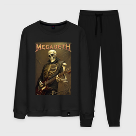 Мужской костюм хлопок с принтом Megadeth   skeleton   heavy metal в Кировске, 100% хлопок | на свитшоте круглая горловина, мягкая резинка по низу. Брюки заужены к низу, на них два вида карманов: два “обычных” по бокам и два объемных, с клапанами, расположенные ниже линии бедра. Брюки с мягкой трикотажной резинкой на поясе и по низу штанин. В поясе для дополнительного комфорта — широкие завязки | 