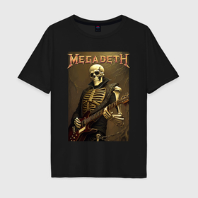 Мужская футболка хлопок Oversize с принтом Megadeth   skeleton   heavy metal в Тюмени, 100% хлопок | свободный крой, круглый ворот, “спинка” длиннее передней части | Тематика изображения на принте: 