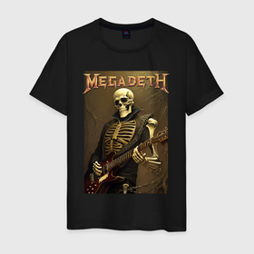Мужская футболка хлопок с принтом Megadeth   skeleton   heavy metal , 100% хлопок | прямой крой, круглый вырез горловины, длина до линии бедер, слегка спущенное плечо. | 