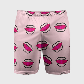 Мужские шорты спортивные с принтом Силуэт губы в Санкт-Петербурге,  |  | Тематика изображения на принте: 