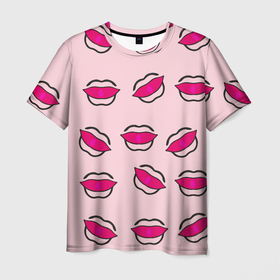 Мужская футболка 3D с принтом Силуэт губы в Санкт-Петербурге, 100% полиэфир | прямой крой, круглый вырез горловины, длина до линии бедер | Тематика изображения на принте: 
