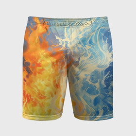 Мужские шорты спортивные с принтом Вода и пламя абстракция в Курске,  |  | Тематика изображения на принте: 