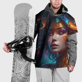 Накидка на куртку 3D с принтом Фантастическая женщина и брызги краски в Новосибирске, 100% полиэстер |  | Тематика изображения на принте: 