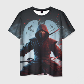 Мужская футболка 3D с принтом Свирепый воин ниндзя в Курске, 100% полиэфир | прямой крой, круглый вырез горловины, длина до линии бедер | 