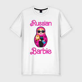 Мужская футболка хлопок Slim с принтом Барби русская в Санкт-Петербурге, 92% хлопок, 8% лайкра | приталенный силуэт, круглый вырез ворота, длина до линии бедра, короткий рукав | 