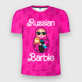 Мужская футболка 3D Slim с принтом Barbie russian в Петрозаводске, 100% полиэстер с улучшенными характеристиками | приталенный силуэт, круглая горловина, широкие плечи, сужается к линии бедра | 