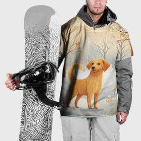 Накидка на куртку 3D с принтом Лабрадор  в лесу в стиле Фолк Арт в Белгороде, 100% полиэстер |  | Тематика изображения на принте: 