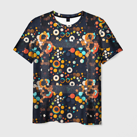 Мужская футболка 3D с принтом Разноцветные круги и кольца в Санкт-Петербурге, 100% полиэфир | прямой крой, круглый вырез горловины, длина до линии бедер | 