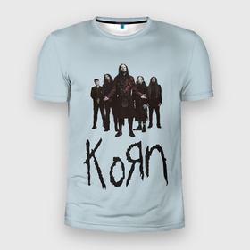 Мужская футболка 3D Slim с принтом Korn band , 100% полиэстер с улучшенными характеристиками | приталенный силуэт, круглая горловина, широкие плечи, сужается к линии бедра | 
