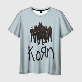 Мужская футболка 3D с принтом Korn band , 100% полиэфир | прямой крой, круглый вырез горловины, длина до линии бедер | 