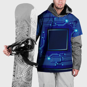 Накидка на куртку 3D с принтом Технический синий паттерн в Санкт-Петербурге, 100% полиэстер |  | 