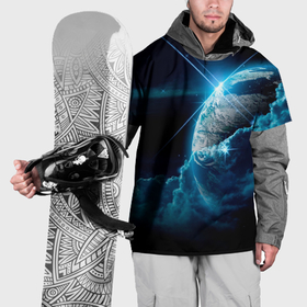 Накидка на куртку 3D с принтом Космос и сияющая планета , 100% полиэстер |  | 