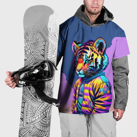 Накидка на куртку 3D с принтом Cool tiger cub   pop art в Тюмени, 100% полиэстер |  | Тематика изображения на принте: 