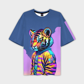 Мужская футболка oversize 3D с принтом Cool tiger cub   pop art в Санкт-Петербурге,  |  | 