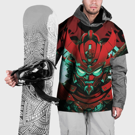 Накидка на куртку 3D с принтом Красный робот самурай в Тюмени, 100% полиэстер |  | 