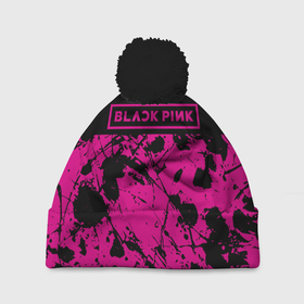 Шапка 3D c помпоном с принтом Black pink   emblem   pattern   music в Екатеринбурге, 100% полиэстер | универсальный размер, печать по всей поверхности изделия | 