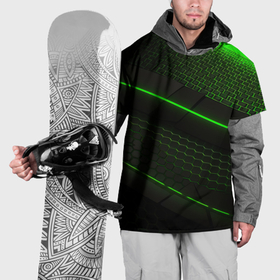 Накидка на куртку 3D с принтом Зеленая абстракция со светом в Курске, 100% полиэстер |  | 