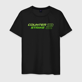 Мужская футболка хлопок с принтом Counter strike 2 green logo в Белгороде, 100% хлопок | прямой крой, круглый вырез горловины, длина до линии бедер, слегка спущенное плечо. | 