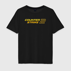 Мужская футболка хлопок Oversize с принтом Counter strike 2 yellow в Санкт-Петербурге, 100% хлопок | свободный крой, круглый ворот, “спинка” длиннее передней части | 